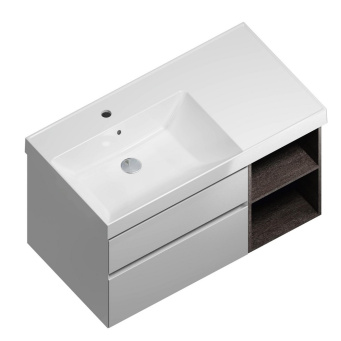 CU.90Lh/WHT Тумба CUBO подвесная 90 левая, белый+ментс, 2 ящика + 2 открытые полки КЕРАМА МАРАЦЦИ фото CU.90Lh/WHT Тумба CUBO подвесная 90 левая, белый+ментс, 2 ящика + 2 открытые полки КЕРАМА МАРАЦЦИ