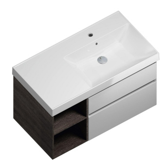 CU.90Rh/WHT Тумба CUBO подвесная 90 правая, белый+ментс, 2 ящика + 2 открытые полки КЕРАМА МАРАЦЦИ фото CU.90Rh/WHT Тумба CUBO подвесная 90 правая, белый+ментс, 2 ящика + 2 открытые полки КЕРАМА МАРАЦЦИ