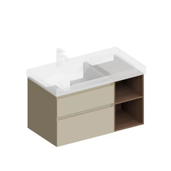 CUB.90.2Lh/LIM.N Тумба CUBO левая подвесная с ящиками 90, лимо матовая- структ.орех КЕРАМА МАРАЦЦИ фото CUB.90.2Lh/LIM.N Тумба CUBO левая подвесная с ящиками 90, лимо матовая- структ.орех КЕРАМА МАРАЦЦИ