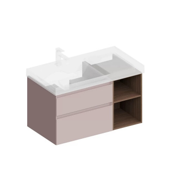 CUB.90.2Lh/MAL.N Тумба CUBO левая подвесная с ящиками 90, мальва матовая- структ.орех КЕРАМА МАРАЦЦИ фото CUB.90.2Lh/MAL.N Тумба CUBO левая подвесная с ящиками 90, мальва матовая- структ.орех КЕРАМА МАРАЦЦИ