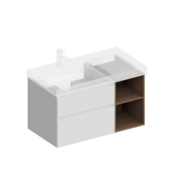 CUB.90.2Lh/WHTM.N Тумба CUBO левая подвесная с ящиками 90, белая матовая-структ.орех КЕРАМА МАРАЦЦИ фото CUB.90.2Lh/WHTM.N Тумба CUBO левая подвесная с ящиками 90, белая матовая-структ.орех КЕРАМА МАРАЦЦИ