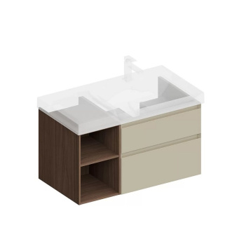 CUB.90.2Rh/LIM.N Тумба CUBO правая подвесная с ящиками 90, лимо матовая- структ.орех КЕРАМА МАРАЦЦИ фото CUB.90.2Rh/LIM.N Тумба CUBO правая подвесная с ящиками 90, лимо матовая- структ.орех КЕРАМА МАРАЦЦИ