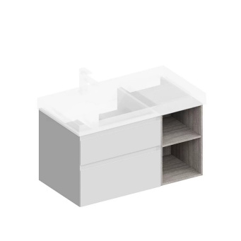 CUB.90Lh/WHT.M Тумба CUBO левая подвесная с ящиками 90, белая матовая-древесная КЕРАМА МАРАЦЦИ фото CUB.90Lh/WHT.M Тумба CUBO левая подвесная с ящиками 90, белая матовая-древесная КЕРАМА МАРАЦЦИ