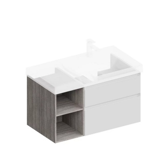 CUB.90Rh/WHT.M Тумба CUBO правая подвесная с ящиками 90, белая матовая-древесная КЕРАМА МАРАЦЦИ фото CUB.90Rh/WHT.M Тумба CUBO правая подвесная с ящиками 90, белая матовая-древесная КЕРАМА МАРАЦЦИ