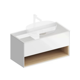 PLB.M.100.1/WHT.V Тумба PLAZA Modern подвесная 100 1 ящик + полка, белая глянцевая КЕРАМА МАРАЦЦИ фото PLB.M.100.1/WHT.V Тумба PLAZA Modern подвесная 100 1 ящик + полка, белая глянцевая КЕРАМА МАРАЦЦИ