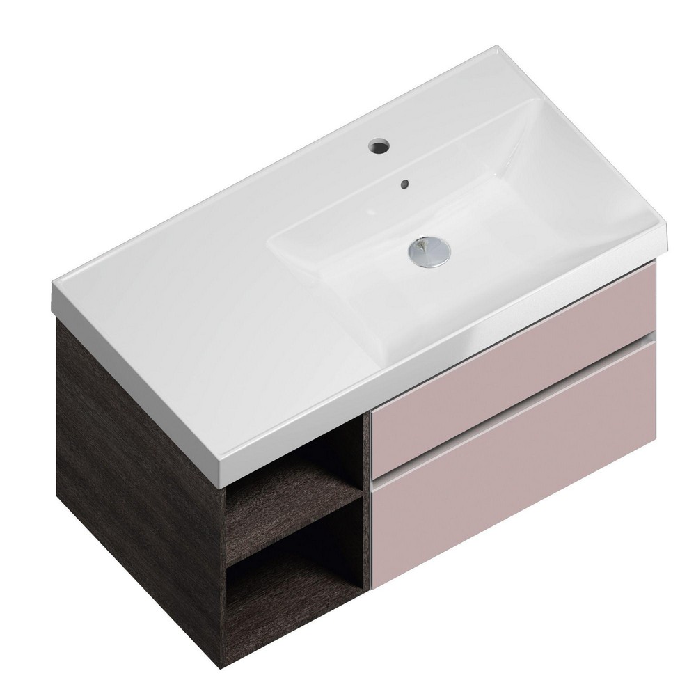 CU.90Rh/MAL Тумба CUBO подвесная 90 правая, мальва, 2 ящика + 2 открытые полки КЕРАМА МАРАЦЦИ фото CU.90Rh/MAL Тумба CUBO подвесная 90 правая, мальва, 2 ящика + 2 открытые полки КЕРАМА МАРАЦЦИ